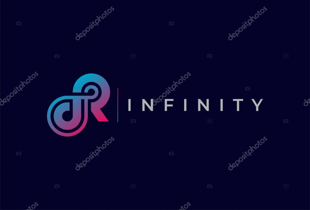 Infinity Logo, Letter R with Infinity combination, suitable for technology brand and company logo design, vector illustration