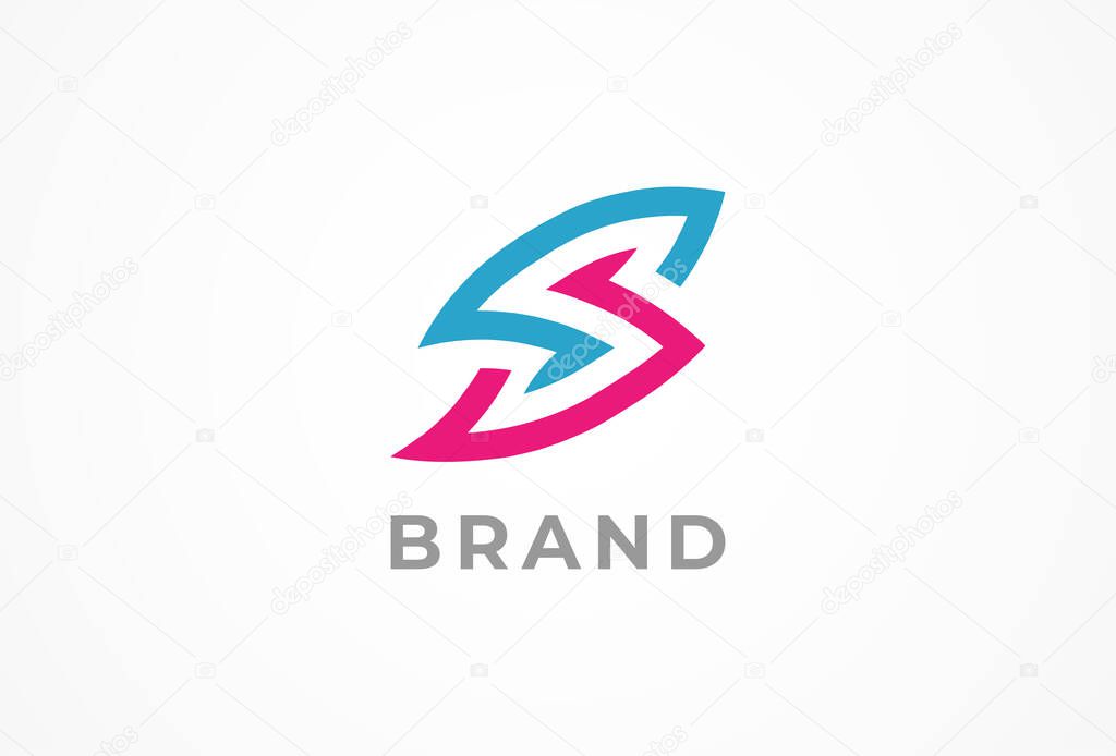 Letter S Logo, Sporty Letter S with abstract thunder bolt inside Logo design, vector illustration
