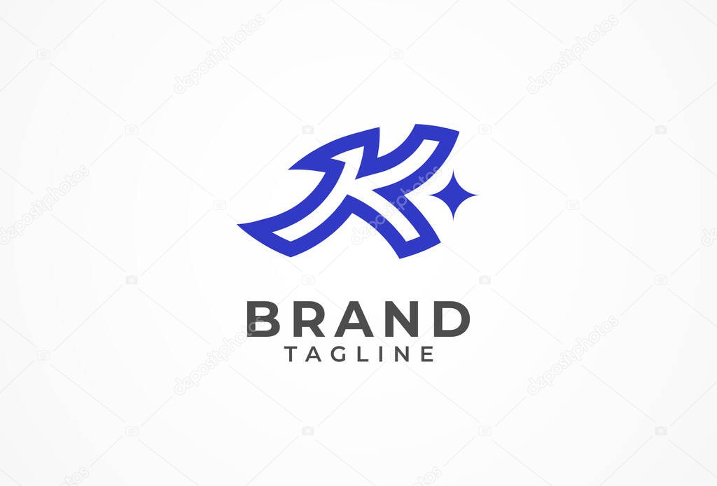 Letter K Logo, Iconic Letter K with star logo design, vector illustration