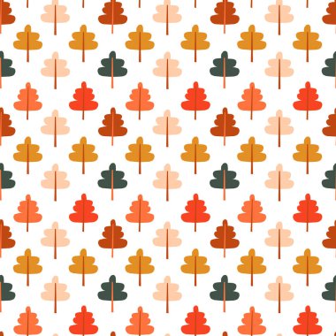 vector illustration with colorful leaves in autumn colors. repeating pattern with plant ornament for textile and clothing design