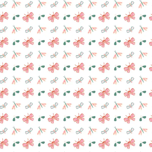 Patroon Vlinder Grafisch Ontwerp Print Kleurrijke Met Hand Getekende Vlinders — Stockvector