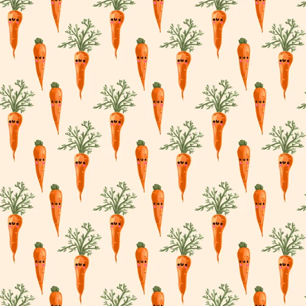 Векторний Візерунок Морквою Мила Ілюстрація Різнокольоровими Морквяними Овочами Безшовний Візерунок — стоковий вектор