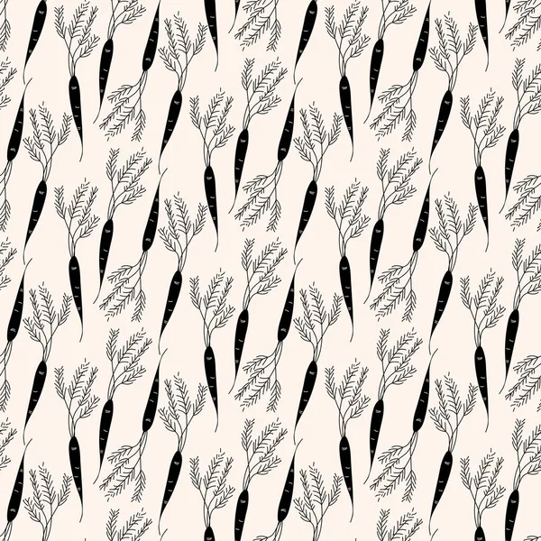 Motif Avec Pochoir Carottes Noires Sur Fond Beige Texture Sans — Image vectorielle