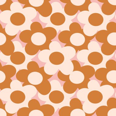 Kaliteli vektör harika çiçekleri olan kusursuz bir desen. Modern elementler Boho renklerinde stilize çiçek siluetleri. yüzey tasarımı, tekstil, kırtasiye, ambalaj kağıdı ve kapaklar