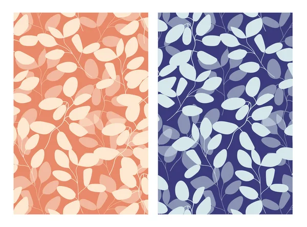 Набор Цветочных Бесшовных Рисунков Элегантные Листья Графический Дизайн Листьями Подходящими — стоковый вектор