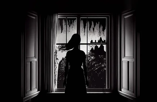 Ghost girl standing by the window