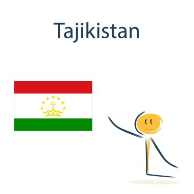 Tacikistan bayrağı taşıyan karakter. Çocuklara coğrafya ve dünya ülkelerini öğretmek