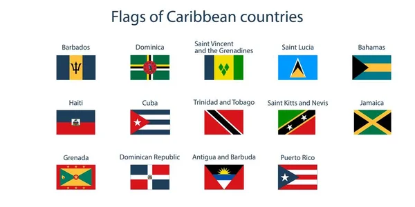 Drapeaux Des Pays Monde Drapeaux Des Pays Des Caraïbes Géographie — Image vectorielle