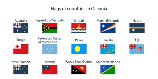 Banderas Los Países Del Mundo Banderas Los Países Oceanía Geografía — Archivo Imágenes Vectoriales