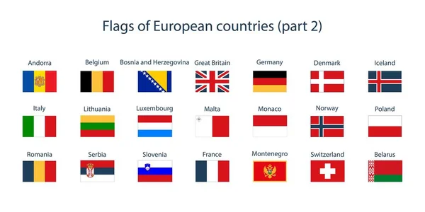 Vlaggen Van Landen Van Wereld Vlaggen Van Europese Landen Deel — Stockvector