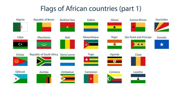 Vlajky Zemí Světa Vlajky Afrických Zemí Část1 Geografie Atlas Svět — Stockový vektor