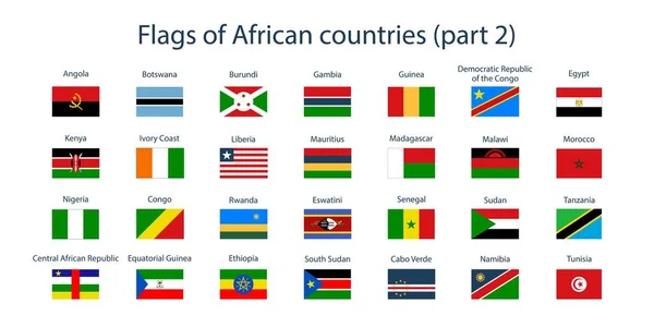 Világ Országainak Zászlói Afrikai Országok Zászlói Rész Földrajz Atlasz Világ — Stock Vector