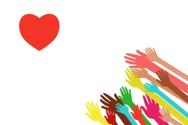 Pessoas Estendem Mãos Imagem Coração Precisas Amor Questões Sociais — Vetor de Stock