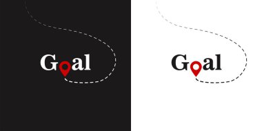 Gol! Hedefe ulaşmak için. Hedefe ulaşmanın yolunun görüntüsü. Logotype. Konum