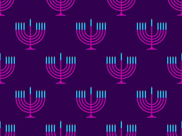 Menorah Con Nueve Velas Hanukkah Patrón Sin Costuras Feliz Hanukkah — Archivo Imágenes Vectoriales