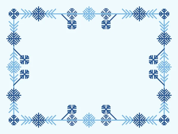Winterrahmen Mit Schneeflocken Art Line Stil Weihnachtsrahmendesign Für Grußkarte Einladung — Stockvektor