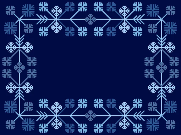 Winterframe Met Sneeuwvlokken Art Line Stijl Kerstframe Ontwerp Voor Wenskaart — Stockvector