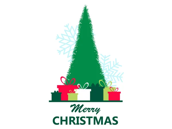 Regalos Navidad Bajo Árbol Aislados Sobre Fondo Blanco Feliz Navidad — Vector de stock