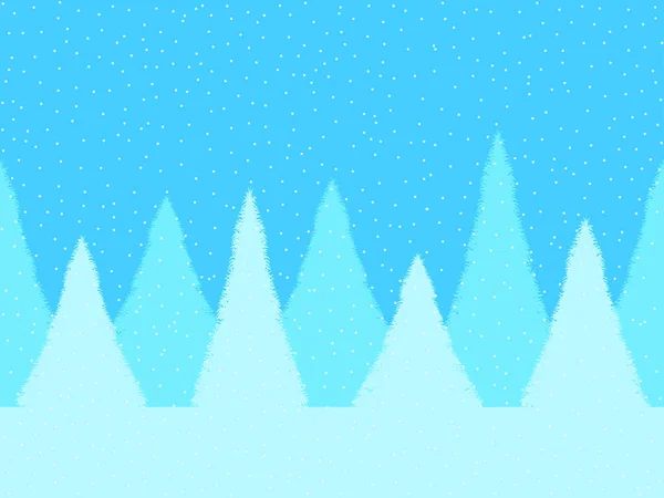 Winterlandschaft Mit Tannen Und Fallendem Schnee Winterwald Flachen Stil Weihnachtsbäume — Stockvektor
