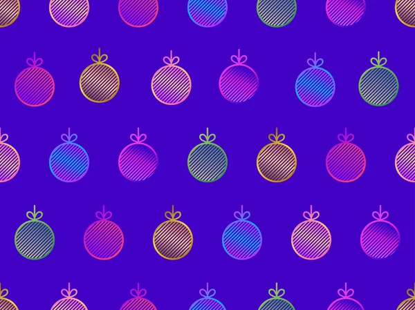 圣诞球无缝图案 梯度圣诞节的接触面上有蝴蝶结 圣诞树装饰 包装纸和横幅的圣诞设计 矢量说明 — 图库矢量图片