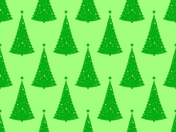 Natal Sem Costura Padrão Com Árvore Natal Verde Brilhos Feliz — Vetor de Stock