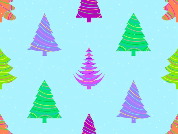 Modèle Sans Couture Noël Avec Sapins Neige Tombante Joyeux Noël — Image vectorielle