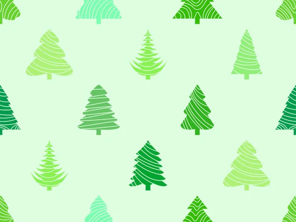 縞模様のシームレスなパターンを持つクリスマスツリー メリークリスマスとハッピーニューイヤー 緑のトウヒ 壁紙やバナーのためのお祭りのデザイン ベクターイラスト — ストックベクタ