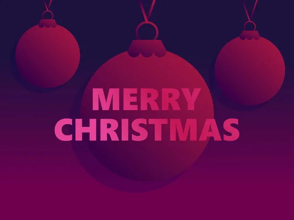Feliz Natal Pendurado Bola Natal Fundo Vermelho Decoração Árvore Natal — Vetor de Stock