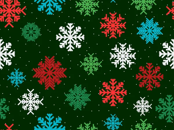 Νιφάδες Χιονιού Χωρίς Ραφή Μοτίβο Πολύχρωμες Νιφάδες Χιονιού Χριστουγεννιάτικη Χρωματική — Διανυσματικό Αρχείο