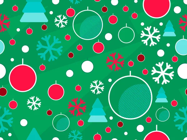 Modello Senza Cuciture Natale Palle Natale Stile Lineare Fiocchi Neve — Vettoriale Stock