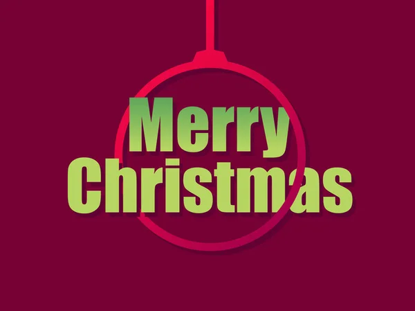 Frohe Weihnachten Grußkarte Die Kontur Einer Roten Hängenden Weihnachtskugel Mit — Stockvektor
