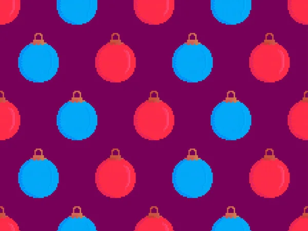 Pixel Bolas Navidad Patrón Sin Costuras Bolas Navidad Estilo Pixel — Archivo Imágenes Vectoriales