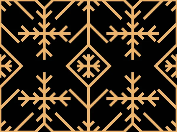 겨울에는 솔기가없는 무늬와 눈송이가 양식으로 금빛의 기하학적 패턴은 형태입니다 포스터 — 스톡 벡터