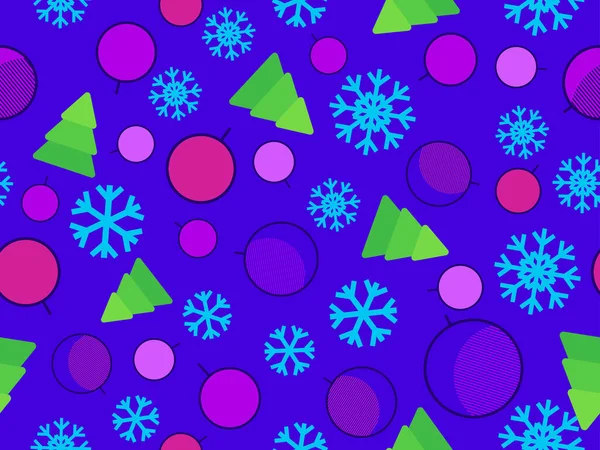 Patrón Sin Costuras Navidad Con Decoraciones Navideñas Formas Geométricas Estilo — Vector de stock
