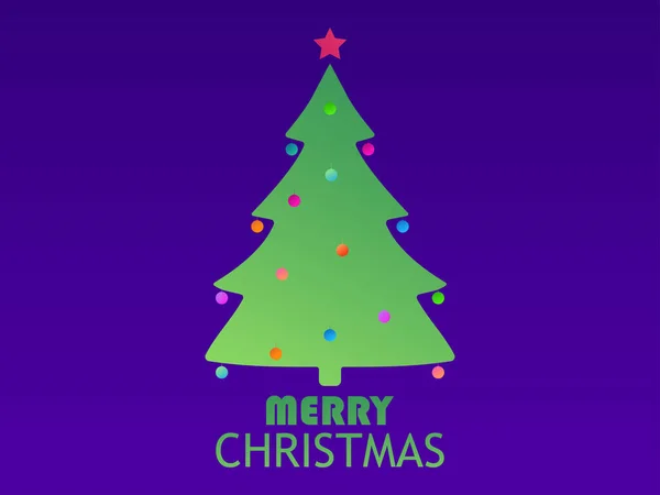 Frohe Weihnachten Gradient Weihnachtsbaum Mit Weihnachtskugeln Und Einem Roten Stern — Stockvektor