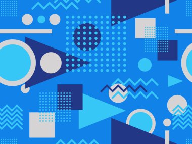 80 'lerin tarzında geometrik şekilli kusursuz Memphis deseni.