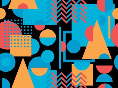 80 'lerin tarzında geometrik şekilli kusursuz Memphis deseni.