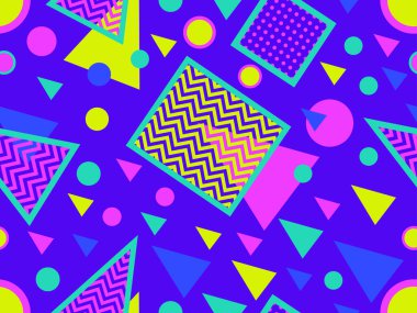 80 'lerin tarzında geometrik şekilli kusursuz Memphis deseni.