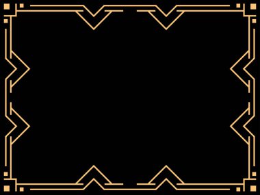 Art deco çerçeve. Klasik doğrusal sınır. Davetiyeler, broşürler ve tebrik kartları için bir şablon tasarla. Geometrik altın çerçeveli. 1920 'lerin tarzı - 1930' lar. Vektör illüstrasyonu