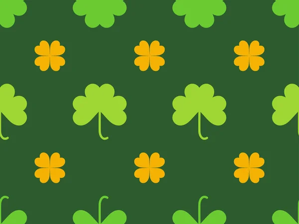 Seamless Pattern Green Orange Clover Leaves Patrick Day Colors Irish — Stockvektor