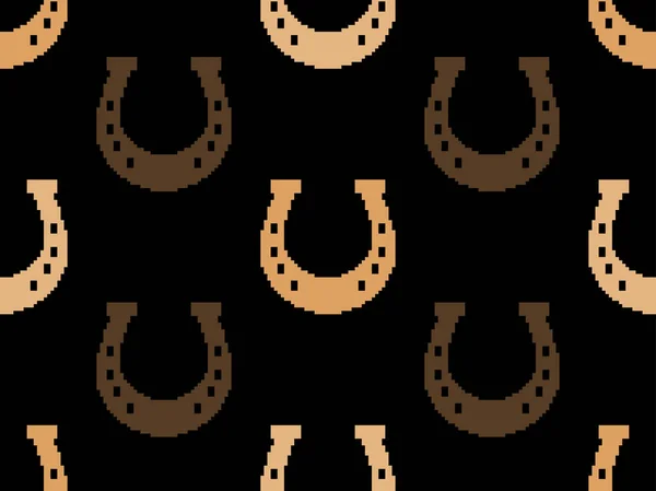 Pixel Horseshoes Seamless Pattern Happy Saint Patrick Day Symbol Good — Vector de stoc