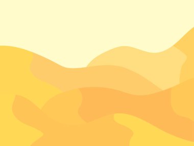 Minimalist tarzında kum tepeleri olan çöl manzarası. Dalgalı çöl manzarası düz. Parmak izleri, posterler ve iç tasarım için boho dekoru. Orta Çağ modern dekoru. Vektör illüstrasyonu