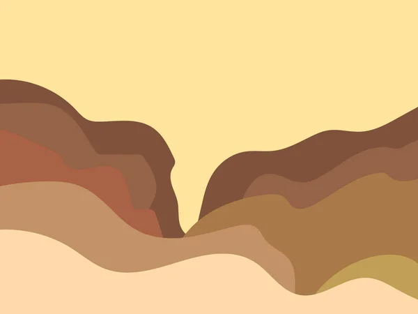 Canyon Τοπίο Μινιμαλιστικό Στυλ Άμμος Βουνά Λόφους Και Φαράγγια Επίπεδη — Διανυσματικό Αρχείο