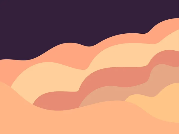 Vue Paysage Montagne Nocturne Style Plat Minimaliste Paysage Ondulé Avec — Image vectorielle
