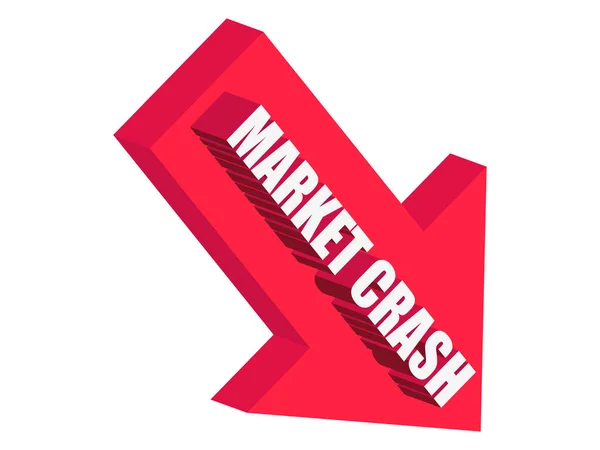 Market Crash Texto Seta Para Baixo Isolado Fundo Branco Queda — Vetor de Stock