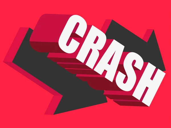 Crash Banner Testo Sullo Sfondo Delle Frecce Verso Basso Crollo — Vettoriale Stock