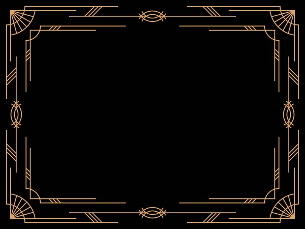 装饰艺术的框架 老式线性边框 设计邀请函 传单和贺卡的模板 几何金相框 1920年代至1930年代的风格 矢量说明 — 图库矢量图片