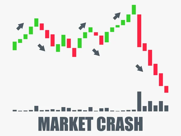 Finansal Piyasanın Çöküşünün Grafiği Hisse Senetlerinin Çökmesi Kripto Para Birimleri — Stok Vektör