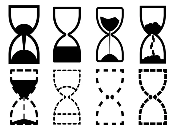 Hourglass Icon Set Sandglass Timer Black Contours Hourglass Sand Timer — Stock Vector