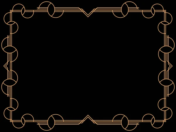 アート フレーム ヴィンテージ リニア ボーダー 招待状 チラシ グリーティングカードのテンプレートをデザインします 幾何学的な金色の枠 1920年代から1930年代のスタイル — ストックベクタ